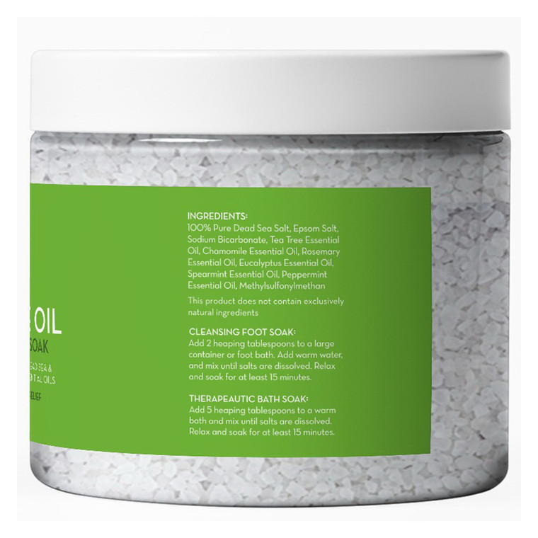 Pure Body Naturals Tea Tree Oil Epsom and Dead Sea Salts Foot and Bath Soak Soothes and Softens Skin 20Oz (567g)