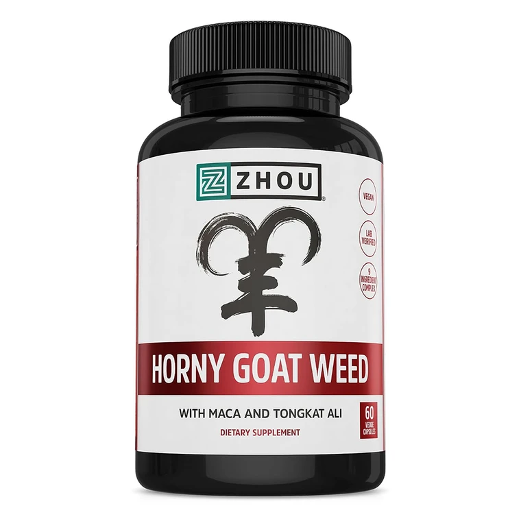 Zhou Nutrition Horny Goat Weed Sexual Energy Complex Veg Capsules Support Enhanced Energy 60Ea