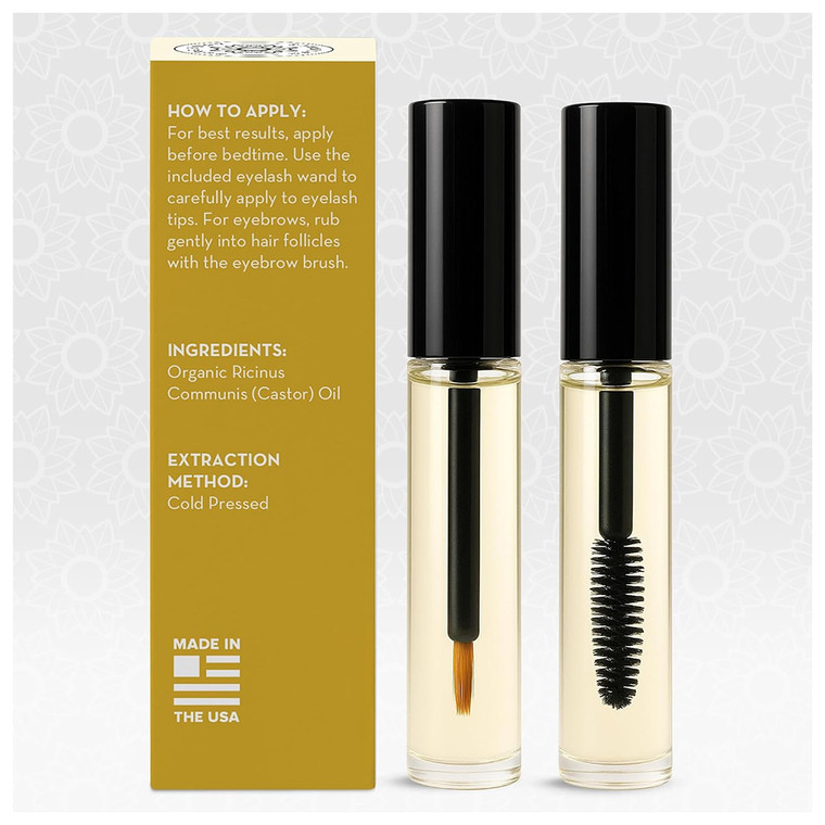 Pure Body Naturals Castor Oil Cold Pressed for Longer Eyelashes and Eyebrows Kit 1Ea