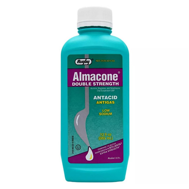 Rugby Almacone Double Strength Antacid Antigas Oral Suspension 12Oz (355ml)