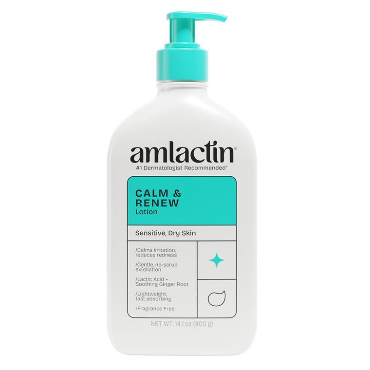 AmLactin Calm and Renew Body Lotion for Sensitive and Dry Skin 14.1Oz (400g)