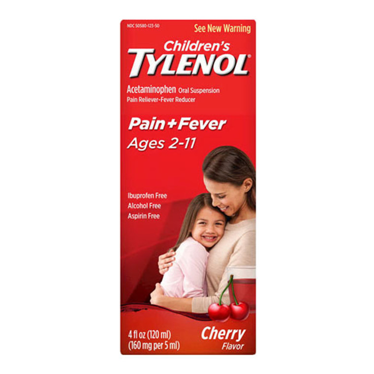 Tylenol Childrens Acetaminophen Pain Plus Fever Reducer Oral Suspension, Cherry, 4 Oz