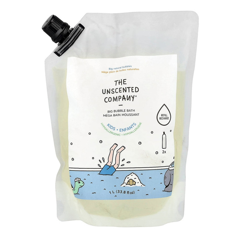 The Unscented Company Kids Enfants Big Bubble Bath Refill Fragrance and Dye Free 33.8Oz (1L)