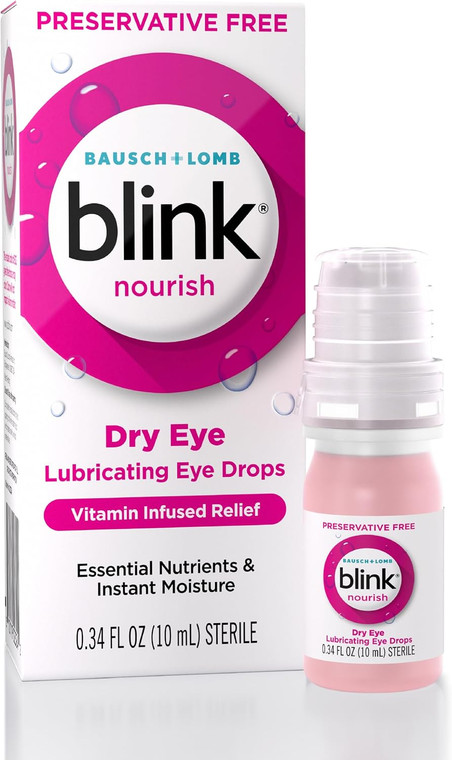Blink Nourish Dry Eye Lubricating Eye Drops for Eye Dryness Relief 0.34Oz (10ml)