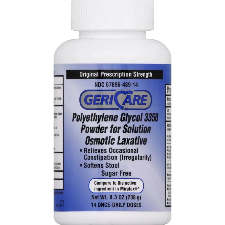 Geri Care Polyethylene Glycol 3350 Powder for Occasional Constipation Relief 8.3Oz (238g)