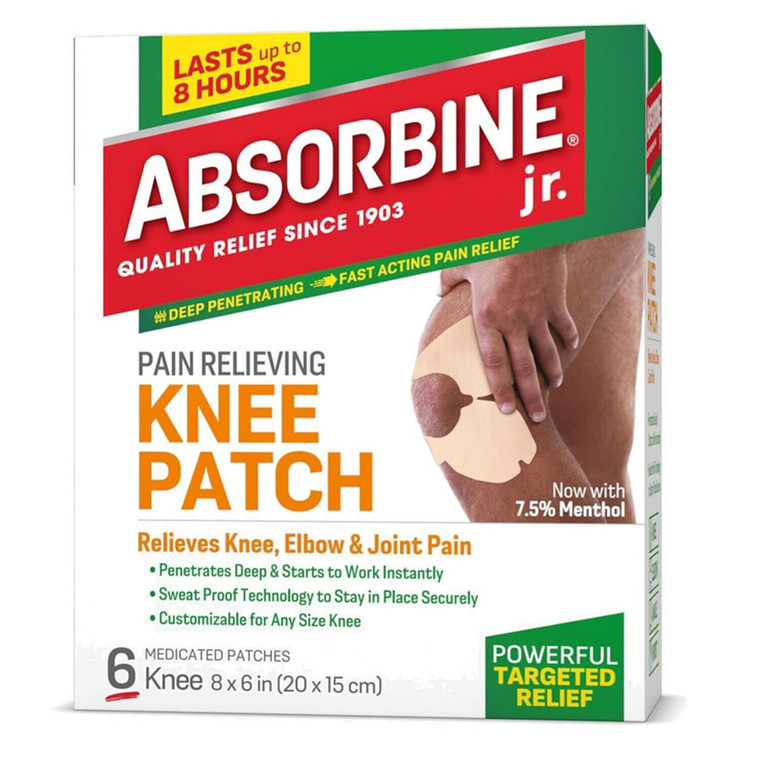 Absorbine Jr Fast Acting Pain Relief Knee Patches Sweat Proof Comfort Relief of Sore Muscles Arthritis Pain 6Ea