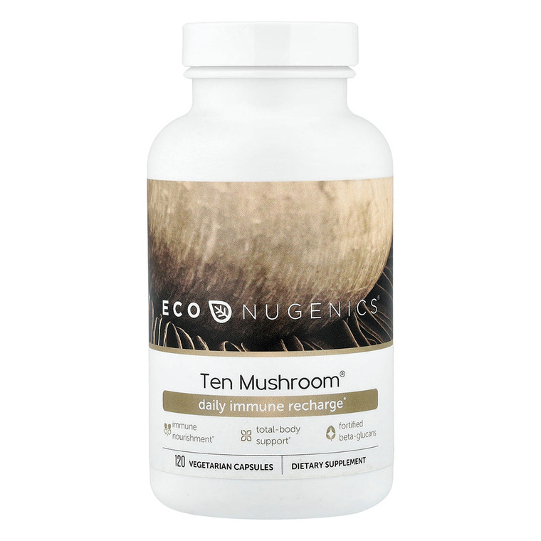 EcoNugenics Ten Mushroom Daily Recharge Veg Capsules Support Immune Health 120Ea