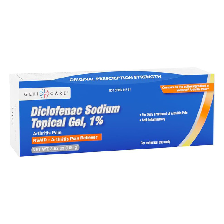 Geri Care Diclofenac Sodium Topical Gel 1 Percent for Arthritis Pain Relief 3.53Oz (100g)