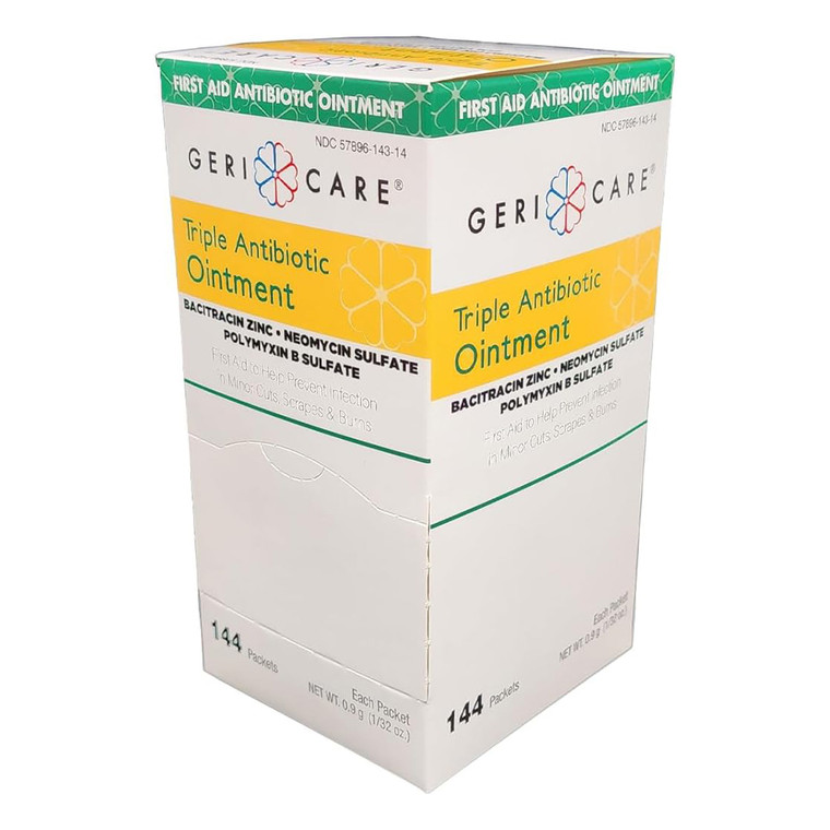 Geri Care Triple Antibiotic Ointment for Minor Cuts Scrapes and Burns 0.03Oz (0.9g) 144Ea