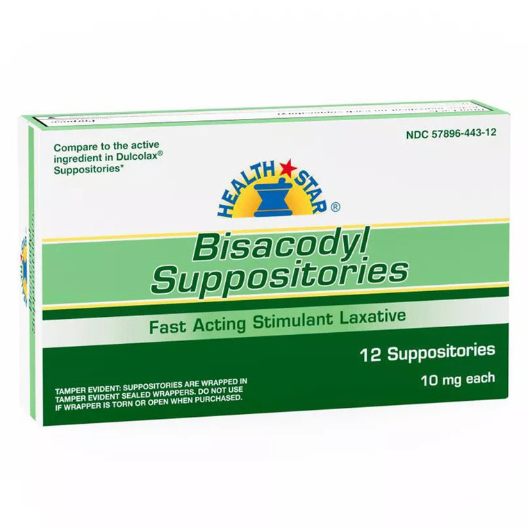 Geri Care Bisacodyl 10 mg Suppositories for Constipation Relief 12Ea