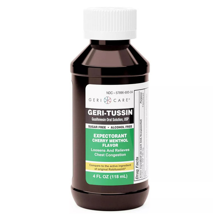 Geri Care Geri Tussin Expectorant Cherry Menthol Flavor for Chest Congestion Relief 4Oz (118ml)