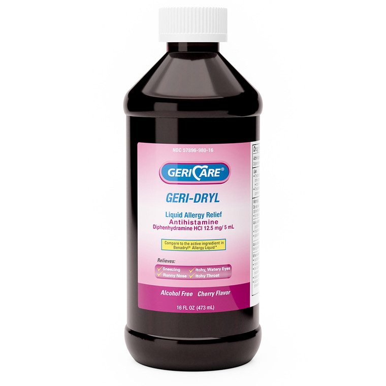 Geri Care Geri Dryl Liquid for Allergy and Cold Symptom Relief 16Oz (473ml)