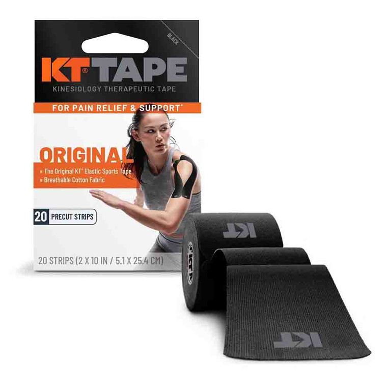 KT Tape Kinesiology Original Elastic Sports Tape Strips Black Arthritis and Muscle Pain Relief 20Ea