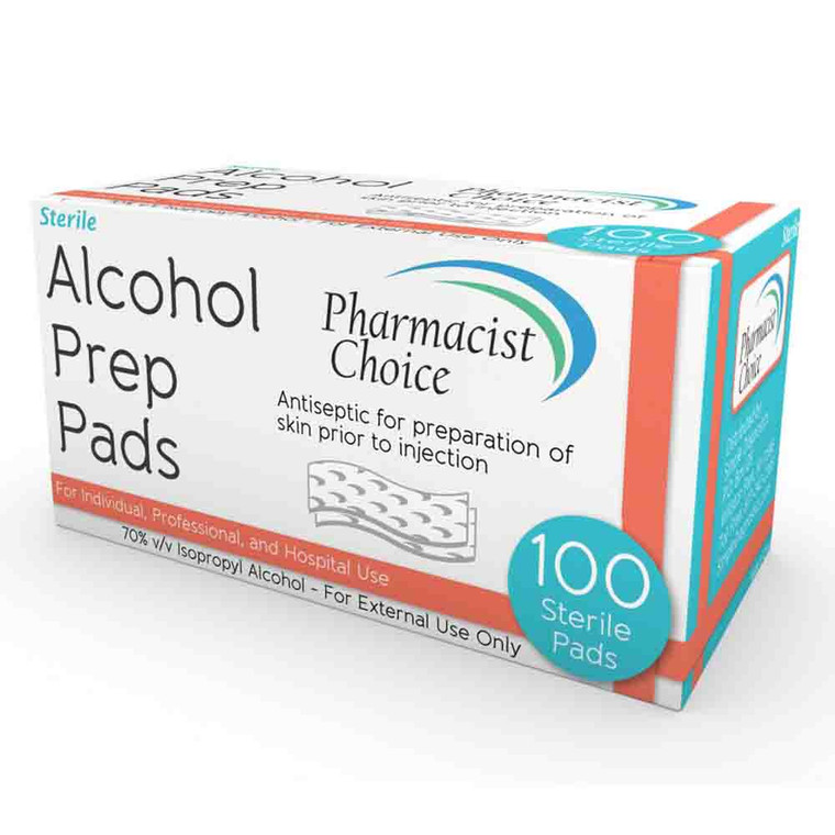 Simple Diagnostics Pharmacist Choice Alcohol Prep Pads Individually Wrapped Sterile Pads for Injection 100Ea