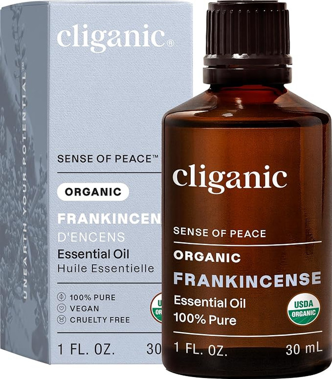 Cliganic Organic Frankincense Essential Oil Natural Aromatherapy Promote Relaxation and Peace 1Oz (30ml)