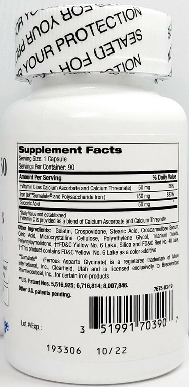 Breckenridge Ferrex 150 Plus Dietary Supplement Capsules Supports Energy Levels and Red Blood Cell 90Ea