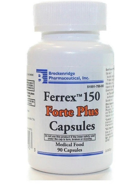 Breckenridge Ferrex 150 Forte Plus of Elemental Iron Supports Energy Levels and Red Blood Cell 90Ea