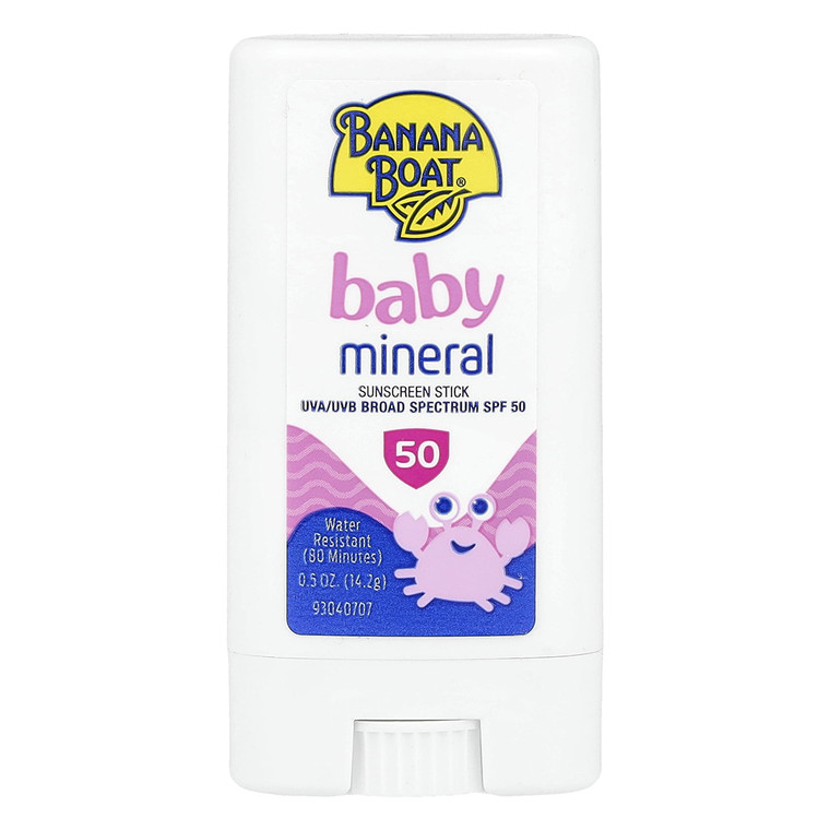 Banana Boat Baby Mineral Sunscreen Stick SPF 50 for Broad Spectrum Sun Protection 0.5Oz (14.2g)