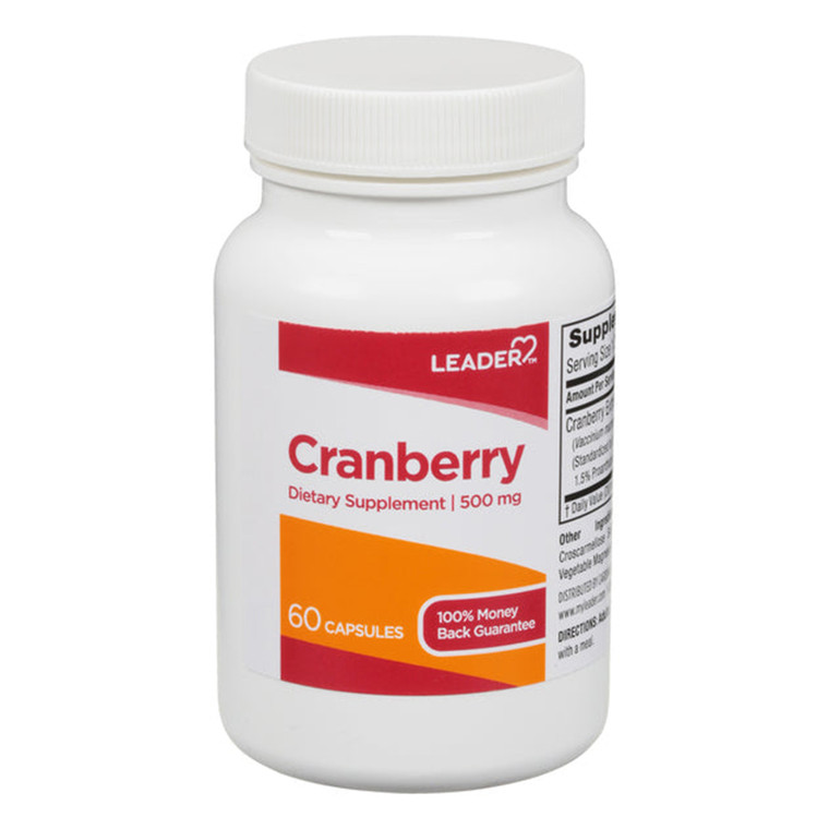 Leader Cranberry Extract 500 mg Capsules for Urinary Tract Health Support 60Ea
