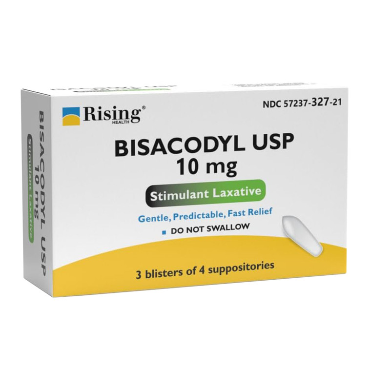 Rising Health Bisacodyl USP 10mg Stimulant Laxative Support Constipation Relief 12Ea