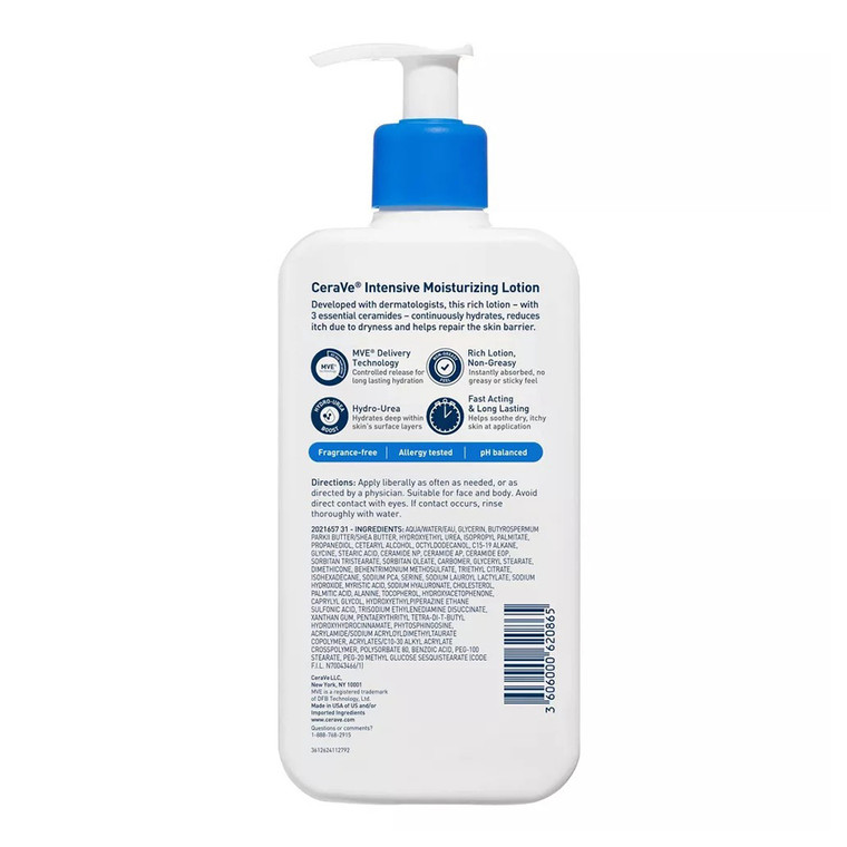 CeraVe Intensive Moisturizing Lotion 5 Percent Hydro Urea for Dry to Very Dry Skin 12Oz (355ml)