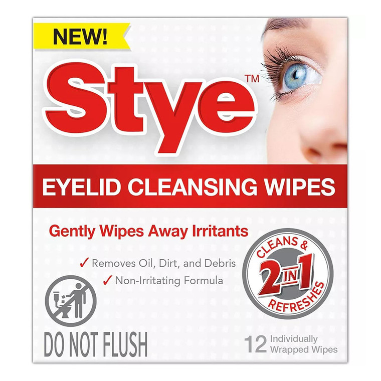 Stye Eyelid Cleansing Wipes Gentle Removes Oil Dirt and Debris 12Ea