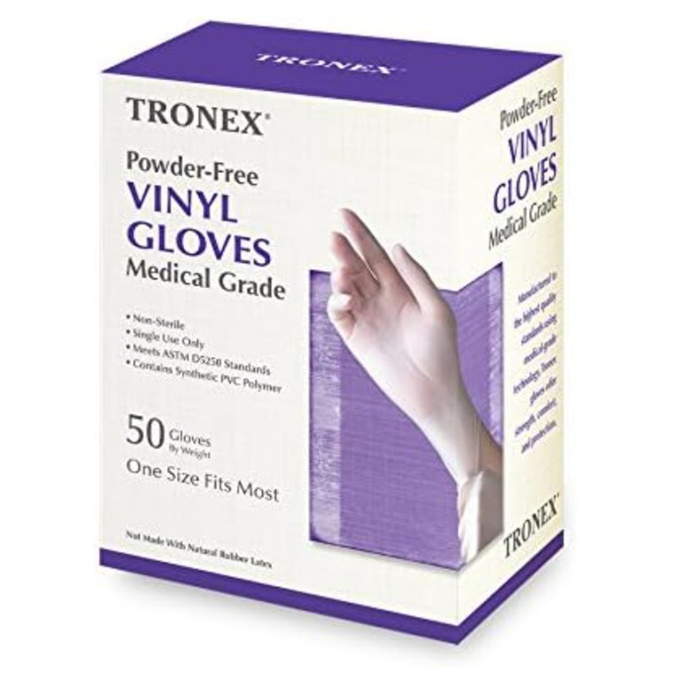 Tronex Powder Free Vinyl Disposable Gloves Medical Grade 50Ea