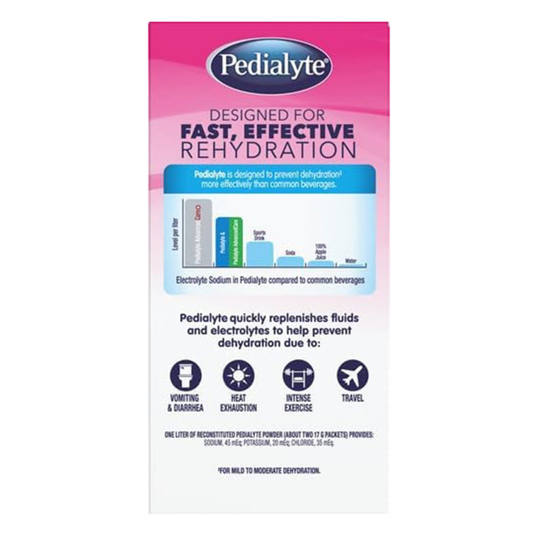 Pedialyte Electrolyte Powder Strawberry Lemonade Hydration Drink Mix 0.6Oz (17g), Pack of 6