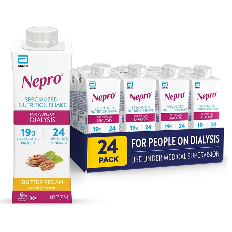 Nepro Dialysis Butter Pecan High Protein Specialized Nutrition Shake 8Oz (237ml), Pack of 24