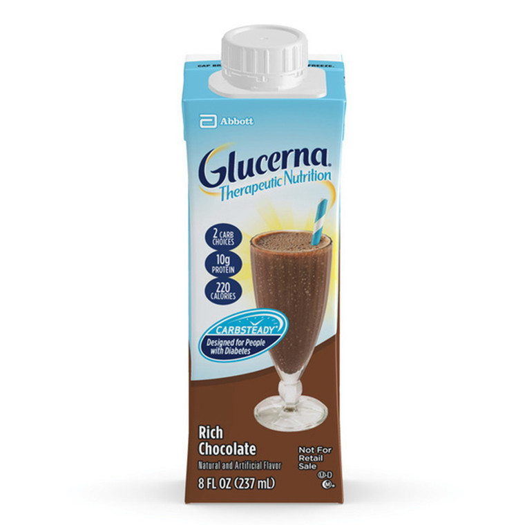 Glucerna Therapeutic Nutrition Shake Rich Chocolate Blood Sugar Support 8Oz (237ml), Pack of 24
