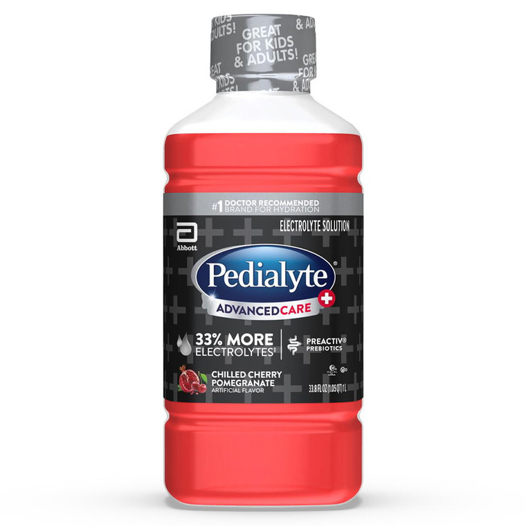 Pedialyte AdvancedCare Electrolyte Solution Chilled Cherry Pomegranate Prebiotic 33.8Oz (1000ml)
