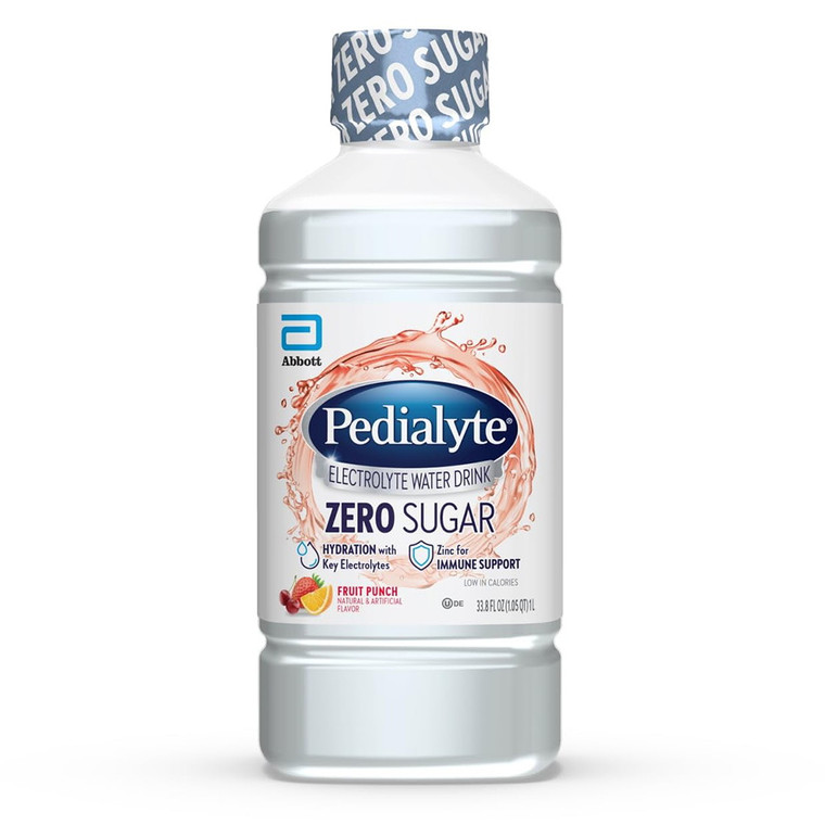 Pedialyte Zero Sugar Electrolyte Water Drink Fruit Punch Hydration 33.8Oz (1000ml)