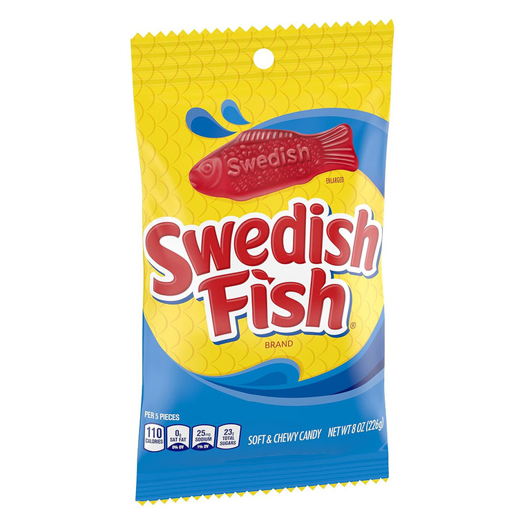 Swedish Fish Soft and Chewy Candy Original Flavor Red Gummy Candy 8Oz (226g)