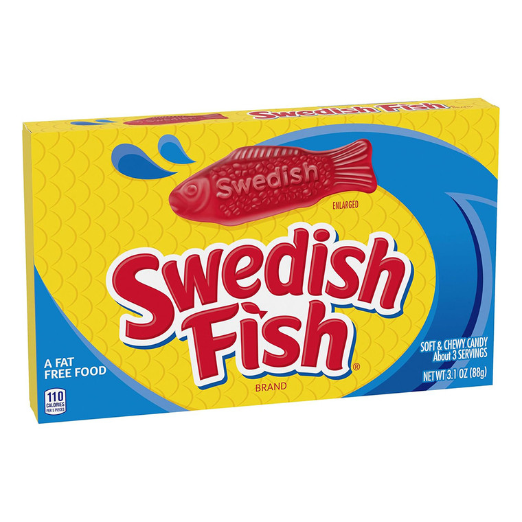 Swedish Fish Original Red Soft Chewy Candy Classic Fish Shaped Treat Enlarged 3.1Oz (88g)