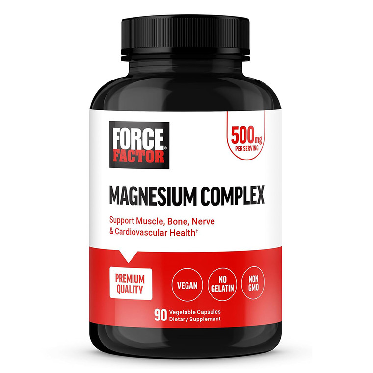 Force Factor Magnesium Complex 500 mg Veg Capsules for Muscle Bone Nerve and Cardiovascular Support 90Ea