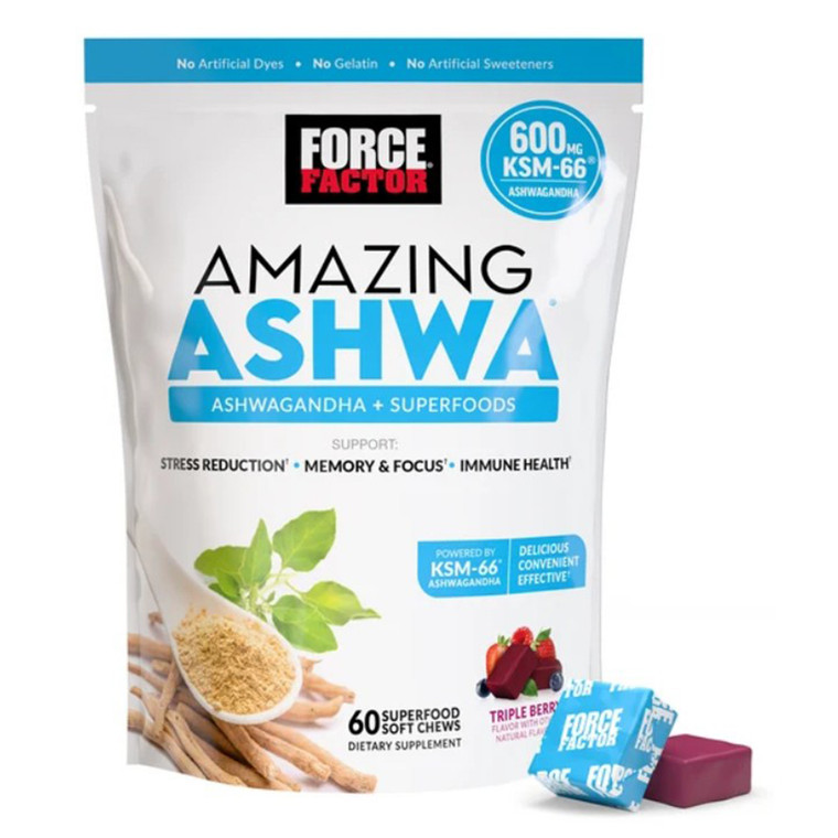 Force Factor Amazing Ashwa Soft Chews for Stress and Relaxation Support 60Ea