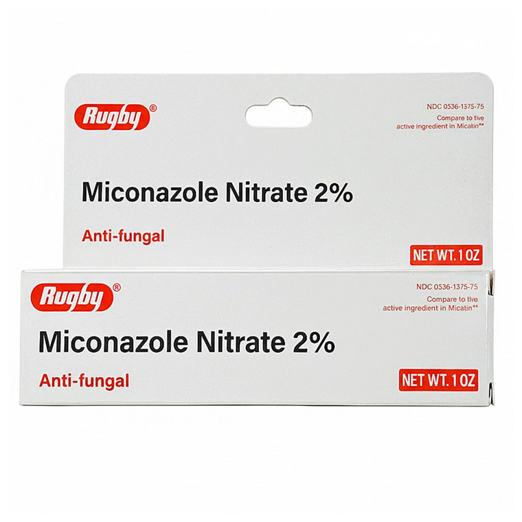 Rugby Miconazole Nitrate 2 Percent Antifungal Cream for Athletes Foot Jock Itch and Ringworm Relief 1Oz (30g)