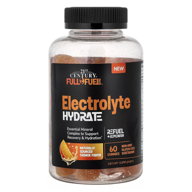 21st Century Full Fuel Electrolyte Hydrate Orange Flavor Supplement Gummies Boost Daily Hydration 60Ea