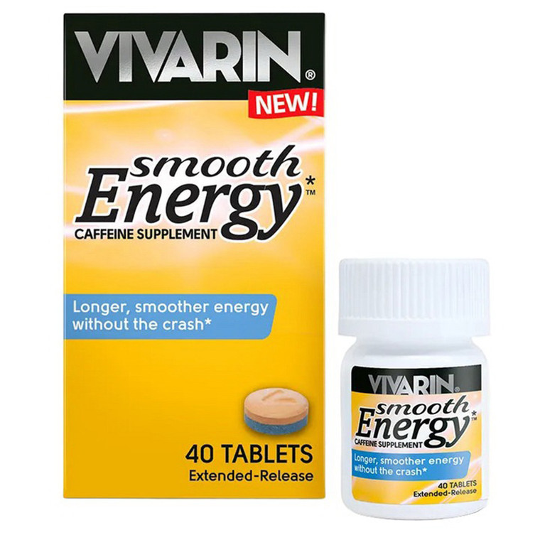 Vivarin Smooth Energy Caffeine Supplement 200mg Tablets with Smoother Energy Support Mental Focus 40Ea