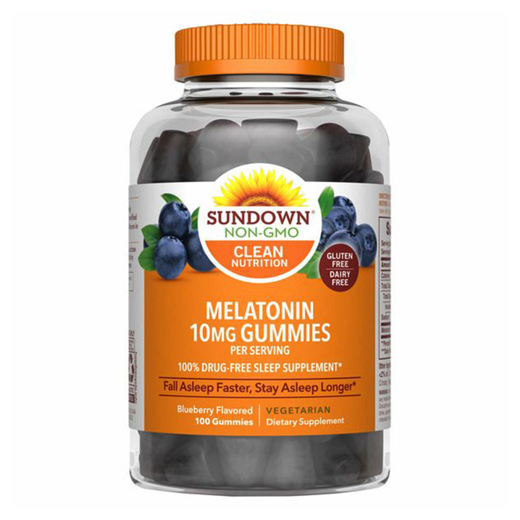 Sundown Melatonin 10 mg Gummies Blueberry Flavored for Sleep Support 100Ea