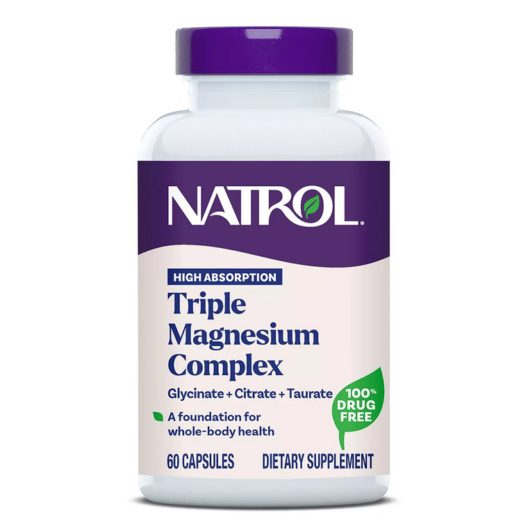 Natrol High Absorption Triple Magnesium Complex Supplement Capsules Support Musccle Function 60Ea