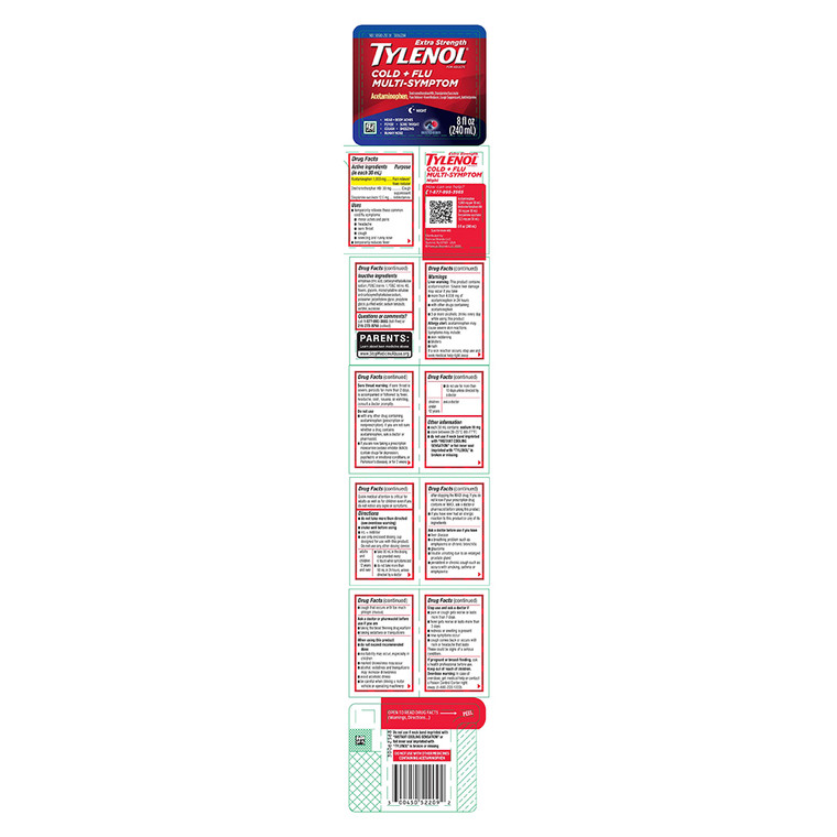 Tylenol Cold Plus Flu Multi Symptom Liquid Acetaminophen Nighttime Frosted Berry Flavor Pain Reliever and Fever Reducer 8Oz (240ml)