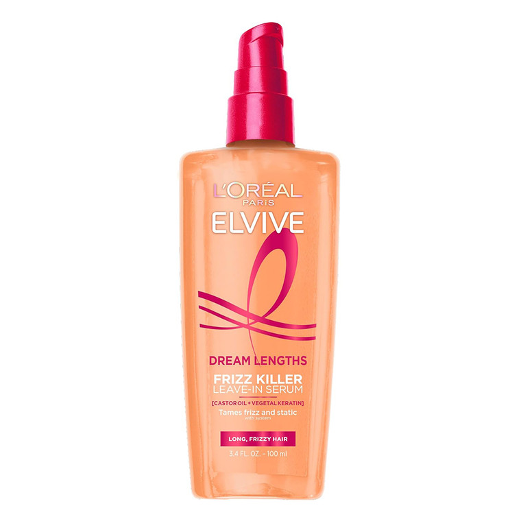 LOreal Paris Elvive Dream Lengths Frizz Killer Leave In Serum Castor Oil Keratin 3.4Oz (100ml)