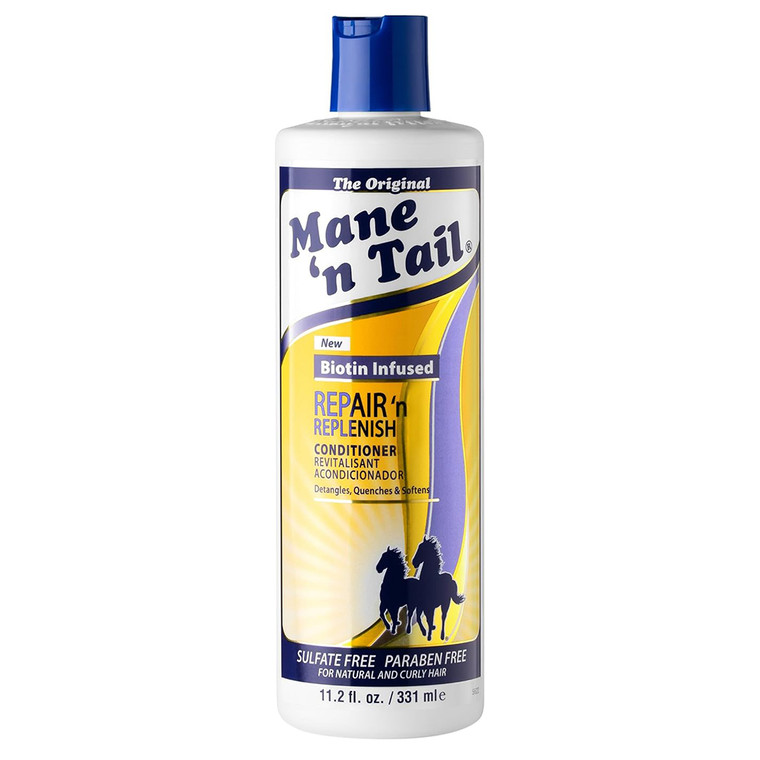 Mane n Tail Repair Replenish Conditioner Biotin Infused Sulfate Free Curly Hair 11.2Oz (331ml)