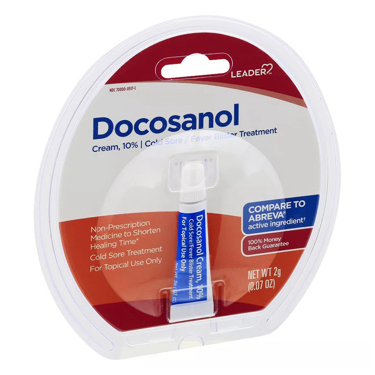 Leader Docosanol Cream 10 Percent for Cold Sore Treatment 0.07Oz (2g)
