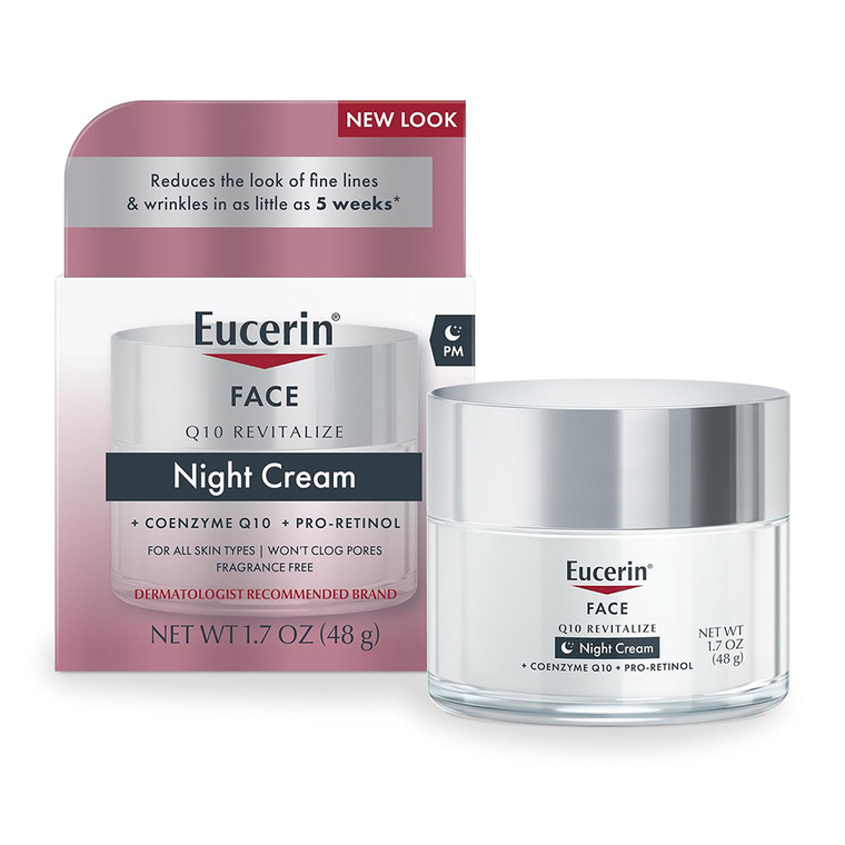 Eucerin Face Q10 Revitalize Night Cream Coenzyme Q10 Pro Retinol Fragrance Free 1.7Oz (48g)
