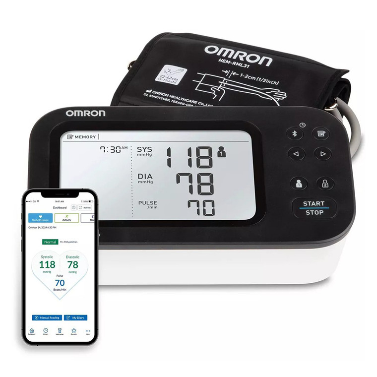 Omron 7 Series Upper Arm Blood Pressure Monitor Bluetooth Connectivity 1Ea
