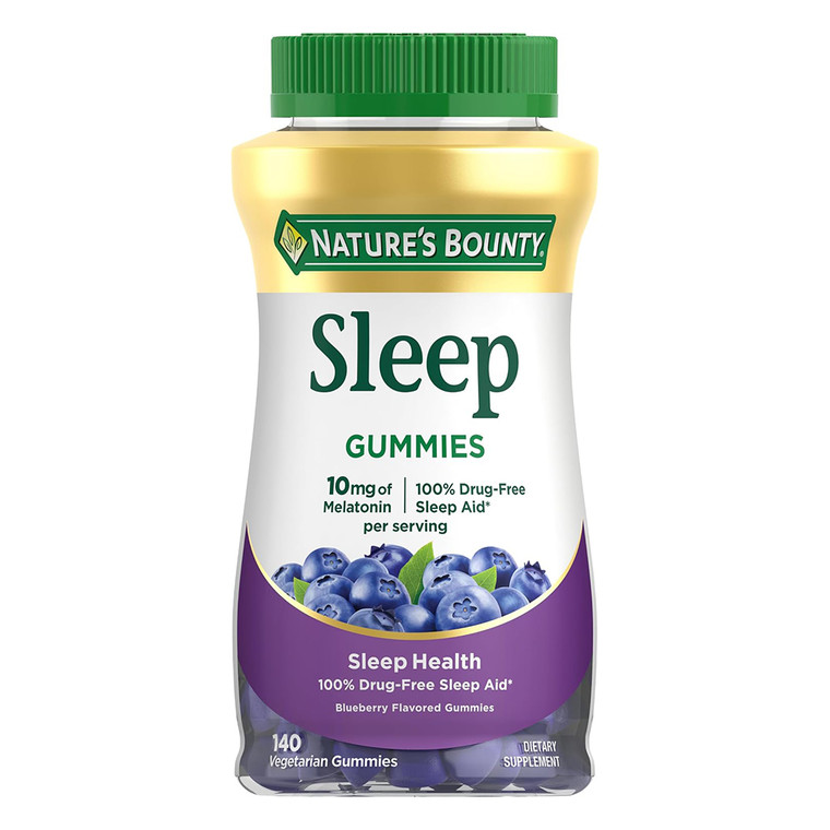 Nature's Bounty Sleep Health Blueberry Melatonin Gummies 10mg Drug Free Sleep Aid 140Ea