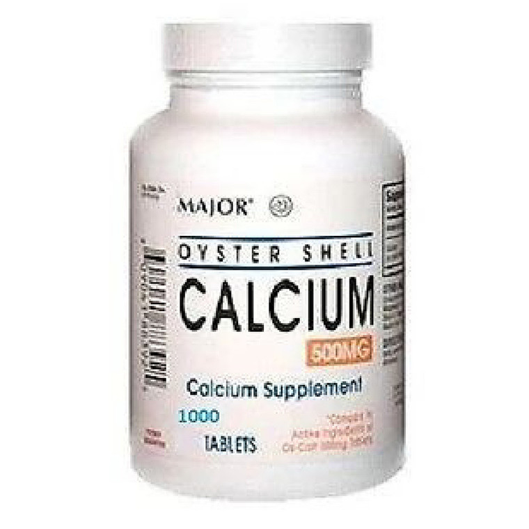 Major Oyster Shell Calcium Plus Vitamin D 500mg Tablets Support Bone Health 1000Ea