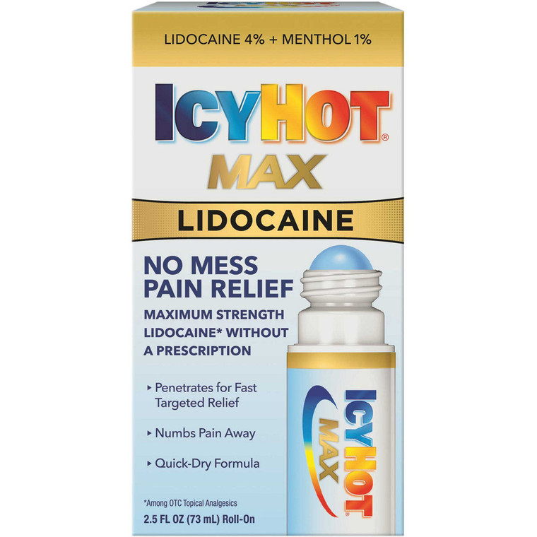 Icy Hot Lidocaine Plus Menthol No-Mess Applicator Pain relieving Cream, 2.5 oz